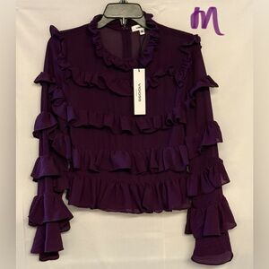 Vigoss Purple Ruffle Tiered Long-Sleeve Blouse